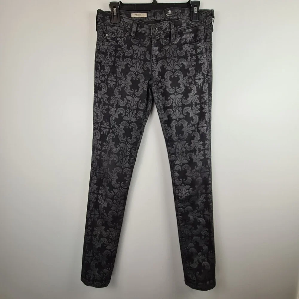 AG Adriano Goldschmie Womens 28R The Legging Ankle‎ Brocade Velvet Jeans Pants
